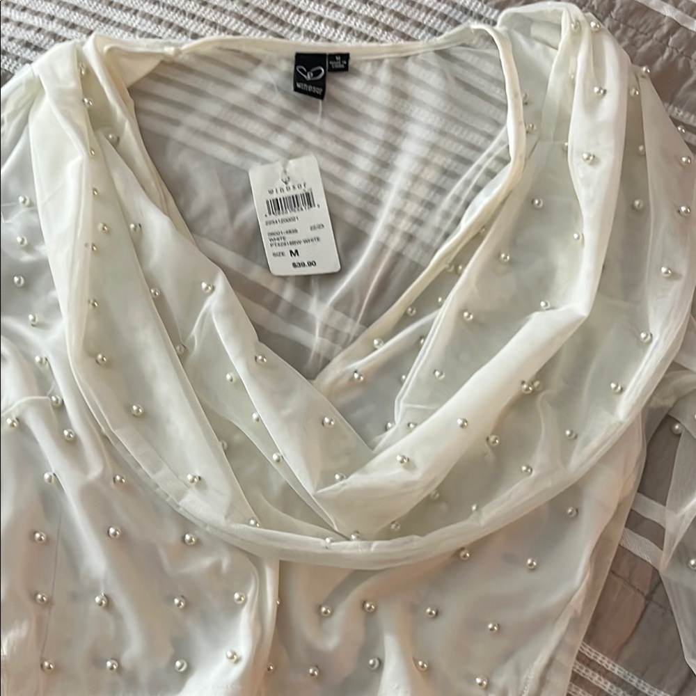 Windsor Cream Pearl-Embellished Blouse